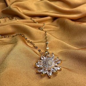 Crystal Sunflower Pendant Necklace